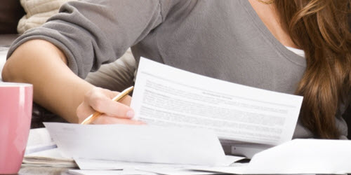 A woman working on her laptop