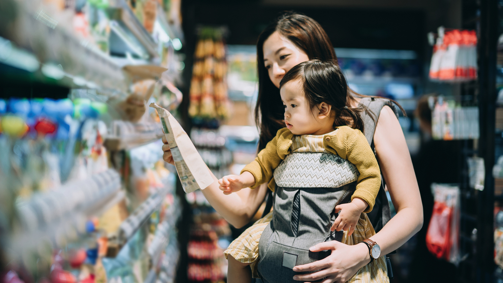 A mother and baby shop for snacks