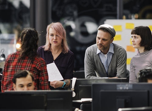 Team of people meeting in an office